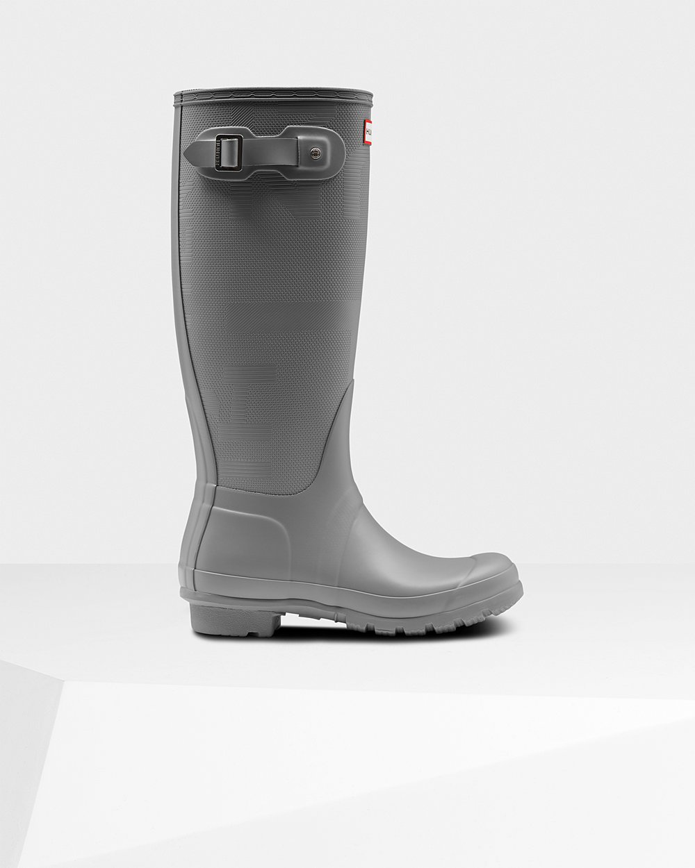 Hunter Original Exploded Logo Texture Tall Rain Boots - Online Sale Womens Grey - STAEVY148